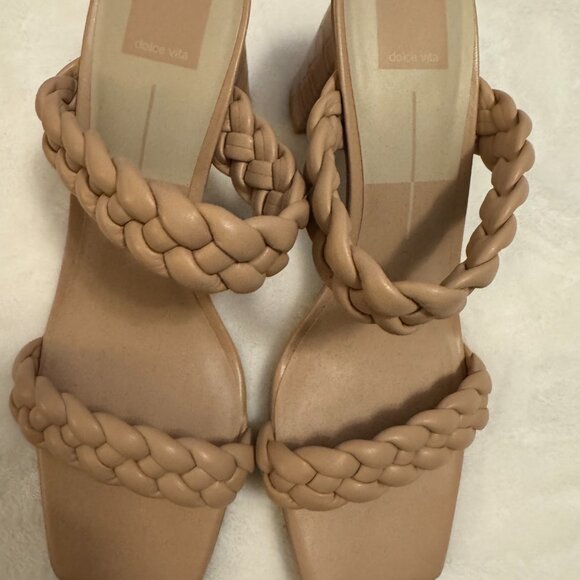 Dolce Vita Braided Block Heel Sandals – Nude / Tan - Picture 2 of 3
